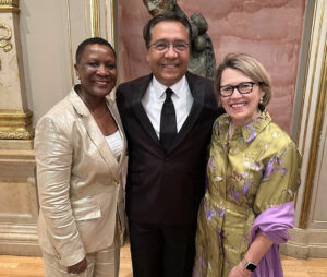 Michelle Mason, FASAE, CAE, President & CEO, ASAE; and ASAE Chair Heidi Brock, President & CEO, American Forest & Paper Association, presented Michael Dominguez, FASAE, President & CEO of Associated Luxury Hotels International (ALHI), the 2025 Global Association Visionary Award during the IMEX Gala Dinner on May 21.
