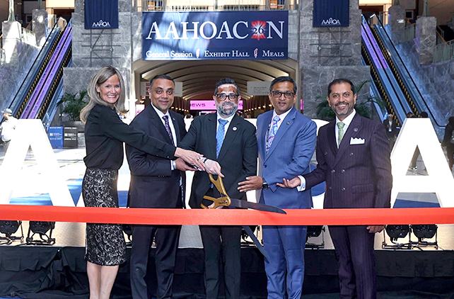 The Asian American Hotel Owners Association (AAHOA) held its annual convention, AAHOACON26, at the Philadelphia Convention Center on April 8-10. The association’s Board of Directors held a ribbon-cutting ceremony to open the trade show floor on April 10. Pictured from left: Laura Lee Blake, President and CEO, AAHOA; Pinal S. Patel, Vice Chairman, AAHOA; Kamalesh (KP) Patel, Immediate Past Chair, AAHOA; Rahul Patel, Chairman, AAHOA; and Vimal (Ricky) Patel, Treasurer, AAHOA.  