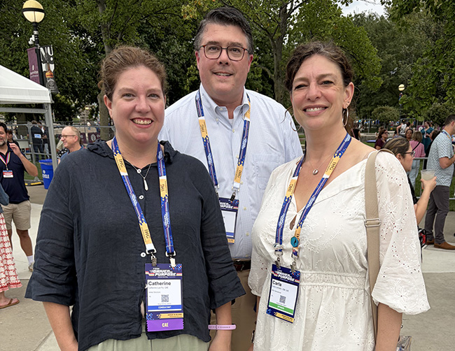 Catherine Lux Fry, CAE, Client Partner, Vetted Solutions; Jim Zaniello, FASAE, President & Founder, Vetted Solutions; and Carla Lochiatto, CAE, Director, CSO Center for Leadership & Development, ASIS International, attend the Opening Reception of ASAE’s Annual Meeting & Exposition at Indianapolis’ White River State Park on August 15.